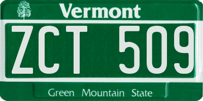 VT license plate ZCT509