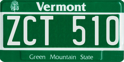 VT license plate ZCT510