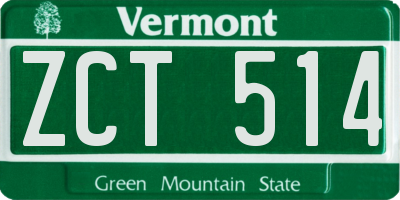 VT license plate ZCT514