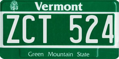 VT license plate ZCT524