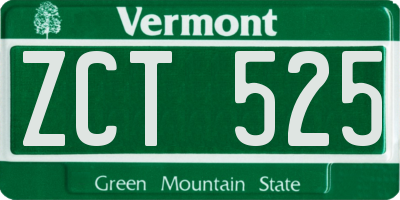 VT license plate ZCT525