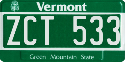 VT license plate ZCT533