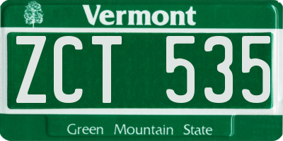 VT license plate ZCT535