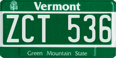 VT license plate ZCT536