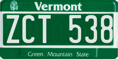 VT license plate ZCT538