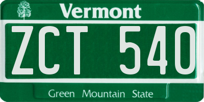 VT license plate ZCT540