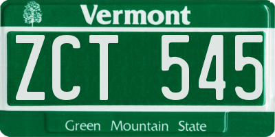 VT license plate ZCT545