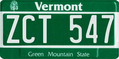 VT license plate ZCT547