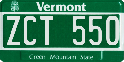 VT license plate ZCT550