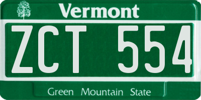 VT license plate ZCT554