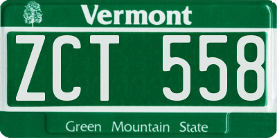 VT license plate ZCT558