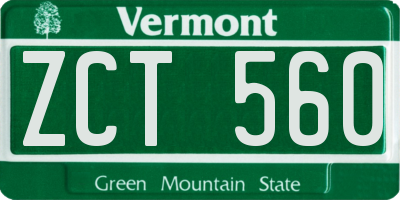 VT license plate ZCT560