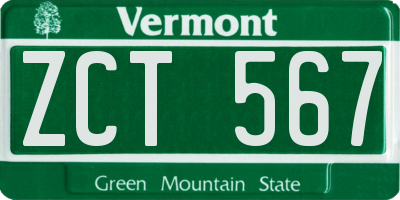 VT license plate ZCT567
