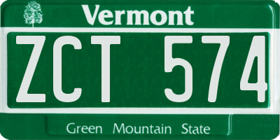 VT license plate ZCT574