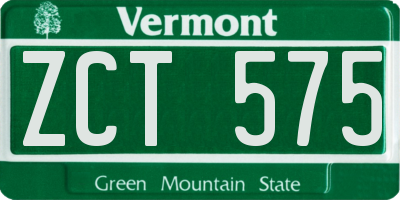 VT license plate ZCT575