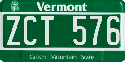VT license plate ZCT576