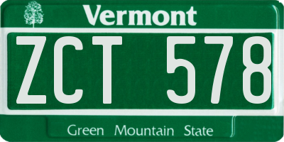 VT license plate ZCT578