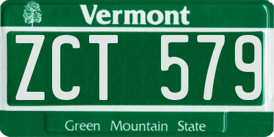 VT license plate ZCT579