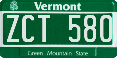 VT license plate ZCT580
