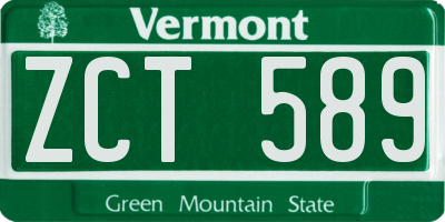 VT license plate ZCT589