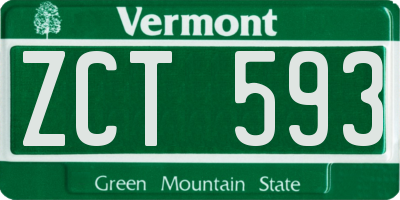 VT license plate ZCT593