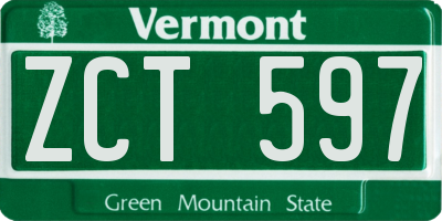 VT license plate ZCT597