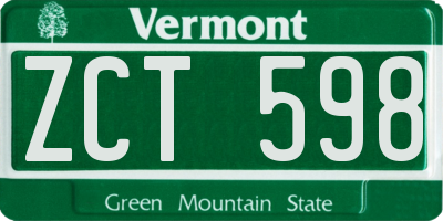 VT license plate ZCT598