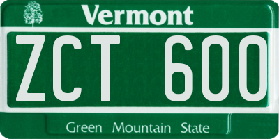 VT license plate ZCT600