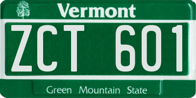 VT license plate ZCT601
