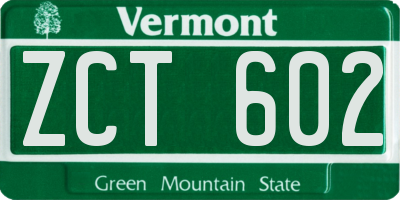 VT license plate ZCT602