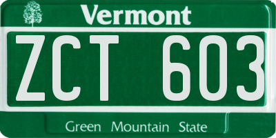 VT license plate ZCT603