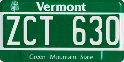 VT license plate ZCT630
