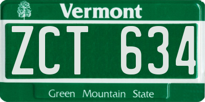 VT license plate ZCT634