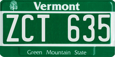 VT license plate ZCT635