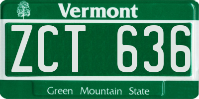 VT license plate ZCT636