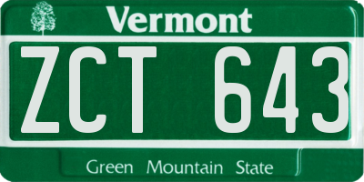 VT license plate ZCT643