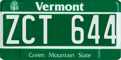 VT license plate ZCT644