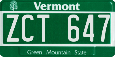 VT license plate ZCT647