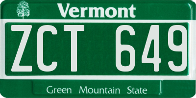 VT license plate ZCT649