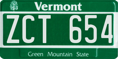 VT license plate ZCT654