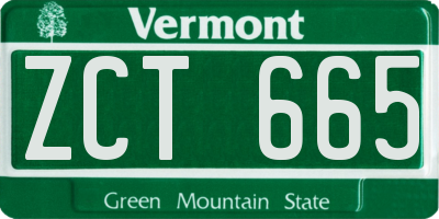 VT license plate ZCT665