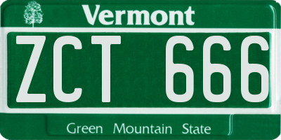 VT license plate ZCT666