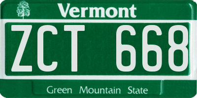 VT license plate ZCT668