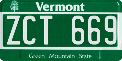 VT license plate ZCT669