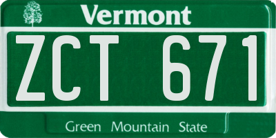 VT license plate ZCT671