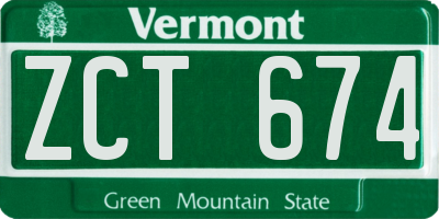 VT license plate ZCT674