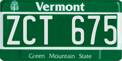 VT license plate ZCT675