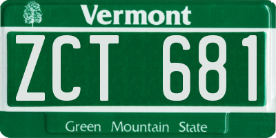 VT license plate ZCT681