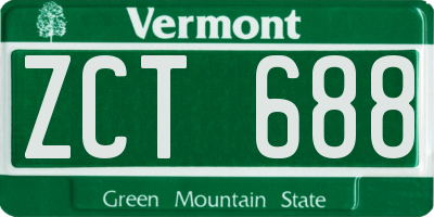 VT license plate ZCT688