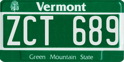 VT license plate ZCT689